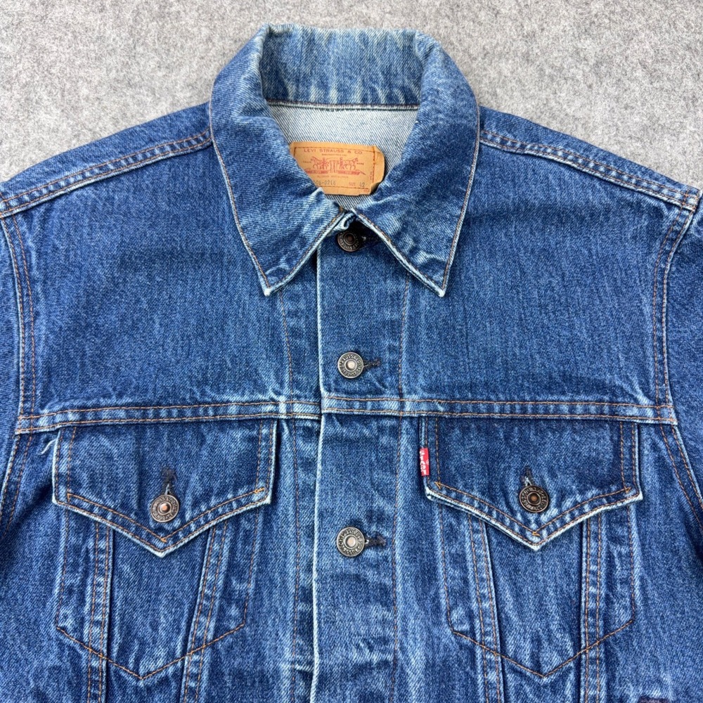VTG Levi's Denim Jacket Mens 42 Blue Trucker Type 3 80s Canada 70506-0216 - Picture 3 of 12